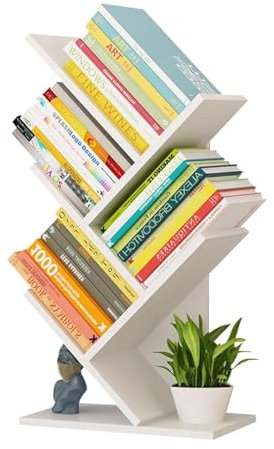 XSMYdpuk Libreria ad Albero Multiuso da appoggio - Libreria da scrivania Regolabile, libreria da Tavolo Indipendente a 4 Livelli, libreria per Libri, riviste, CD, scaffale per Libri ad Albero da pavi