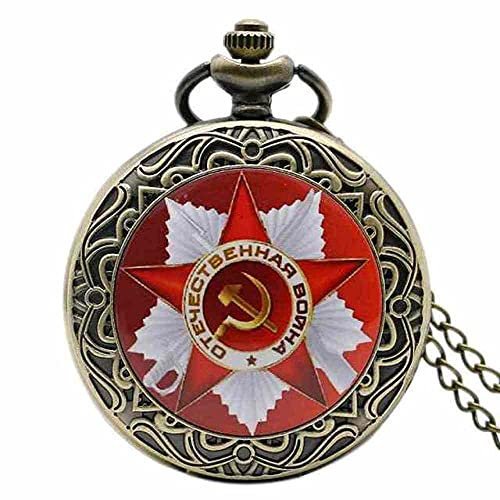 NEIMENG Montre de Poche rétro Russie Union soviétique Drapeau Russe Marteau Badges Faucille Crochet Design URSS Collier Chaîne Cadeau pour Hommes Femmes