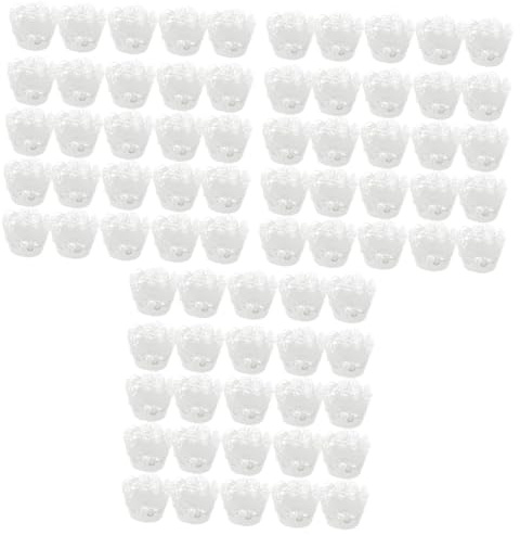 CONGARTENO 75pcs Hollow Out Cake Wrappers Paper Cupcake Cases Lace Liner Baking Wraps for Cupcakes Muffins Desserts White