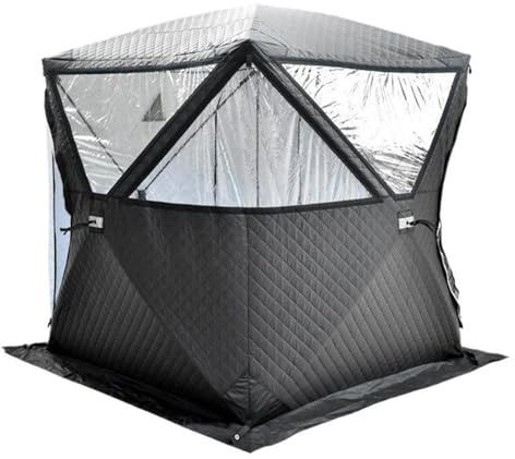 Bärbart Utomhus Vintertält, Fisketält Med Skorsten - 4 Personer, Allväder, Isolerat, Robust, Panoramautsikt, Lätt Att Sätta Upp, För Camping, Snöfiske