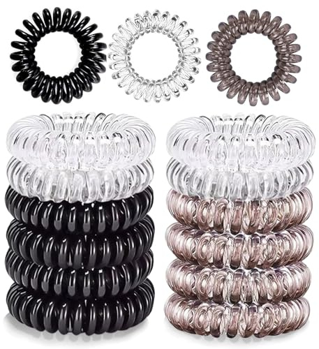 12 Pezzi Elastici per Capelli a Spirale,Elastici per capelli da donna,Elastici spirale Cavo telefonico,Elastici a Spirale per Capelli, Fasce Elastici per capelli per Donne e Ragazze,3 colori
