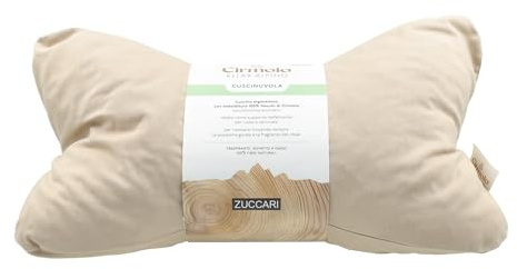 Zuccari Cuscinuvola Cuscino Cervicale, Cotone Puro Traspirante con Imbottitura in Fiocchi di Cirmolo Naturali, Supporto Defaticante per Collo e Cervicale, Aroma Rilassante, Federa con Zip Invisibile