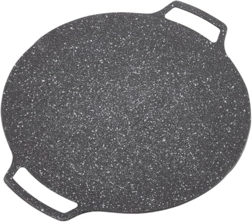 XKONG Poêle à griller coréenne, 35 cm en fer avec revêtement antiadhésif, plaque de cuisson multifonctionnelle pour viande, crêpes, côtes levées sur poêle chauffante pour la maison