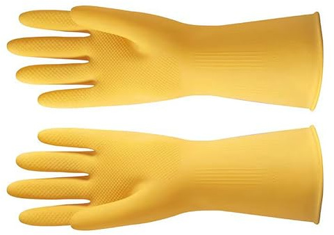 Reusable Household Cleaning Gloves,Rubber Dishwashing gloves,Extra Thickness,Long Sleeves,Kitchen Cleaning/Working/Painting/Gardening/Pet Care(Yellow, XL, 1Pair)