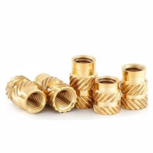 1/4-20 Gewindeeinsatz, 50 Stück 1/4-20 * 5 * 8mm C3640 Messing-Heizeinsatz,Kaiserliches Rändelmuttern,Einpressmutter Hardware Muttern Durch Einschmelzen für Kunststoffteile,3D-Druck-Teile