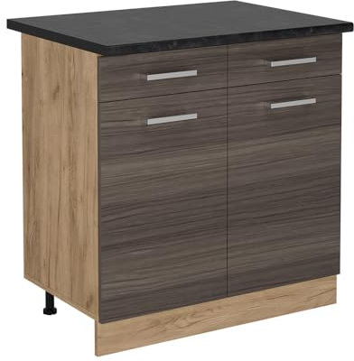 Vicco Küchenunterschrank R-Line, Schubladenschrank für die Küche, Edelgrau, 80 cm, AP Anthrazit