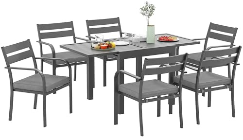 Outsunny Set Tavolo da Giardino con Sedie da 7 Pezzi Set da Pranzo Grigio