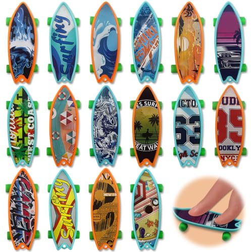 JEYORZY 16 Stück Finger Skateboard - stylische Fingerskateboards, Spielzeug Finger Skateboard für Party, Fingerboard Spiele für Jungen und Mädchen, SkateBoard Mitgebsel für Teenager (Zufällige Muster)