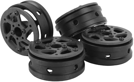 4Pcs Carbon Fiber RC Car Wheel Rims, 1.9 Inch CNC Aluminum Beadlock Wheel Rims Replacement for SCX10 D90 Capra 1/10 RC Crawler with Screw On Tire System