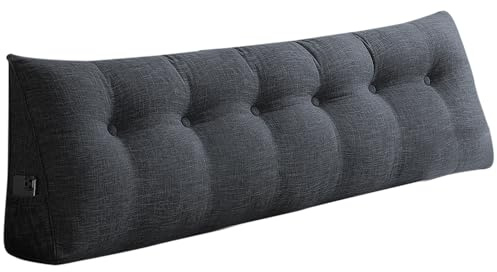 OHMG Rückenkissen 120/140/160/180/200CM,Keilkissen für Bett und Sofa geeignet,Dreieckiges Lesekissen,Kissen mit abnehmbarem und waschbarem Bezug,mit praktischem Seitenfach,Sitzkissen, Wandkissen