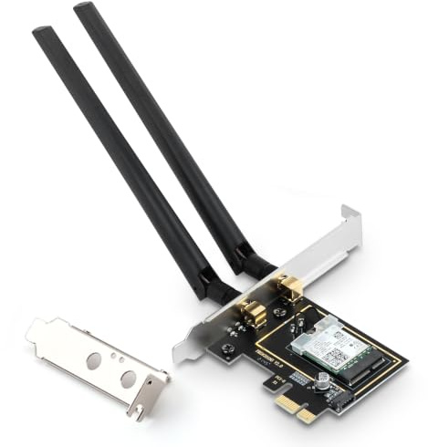 Tarjeta PCIe WiFi 6E AX210, tarjeta de red inalámbrica AX5400 de triple banda con Bluetooth 5.3, latencia ultra baja para juegos y transmisión, compatible con Windows 10/11, soporte de perfil bajo