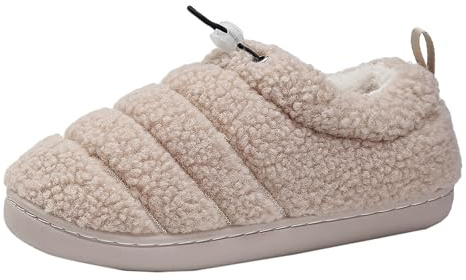 Coppie Uomini Donne Slip On Pelliccia Piatto Casa Delle Donne Pantofole Inverno Peluche Bambine Ciabatte Ragazze Natale Pelle d'agnello, cachi, 43 EU
