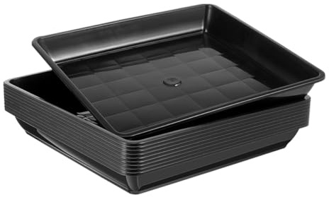 Angoily 10 Stück Eckige Kunststoff Pflanzenuntersetzer 18cm Blumentopf Untersetzer mit Wasserschale für Zimmerpflanzen Schmutzabweisend und Wasserauffangend