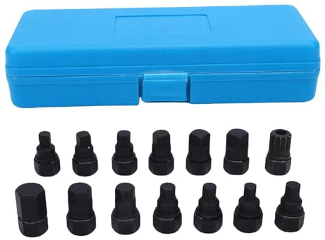 Acouto Juego de Llaves de Tapón de Drenaje de Aceite, Kit de Llaves de Tubo Multifuncionales M16 Hexagonales Cuadradas de 3/8 Pulgadas con Estuche de Almacenamiento, para Mercedes