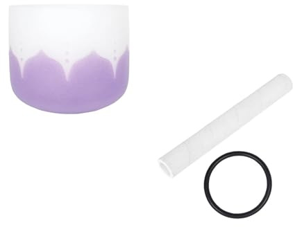 Klangskål i kristall 8 tum färg kristall sjungande klocka i frostat kvarts för meditation helande yoga med länk(Purple B Key)