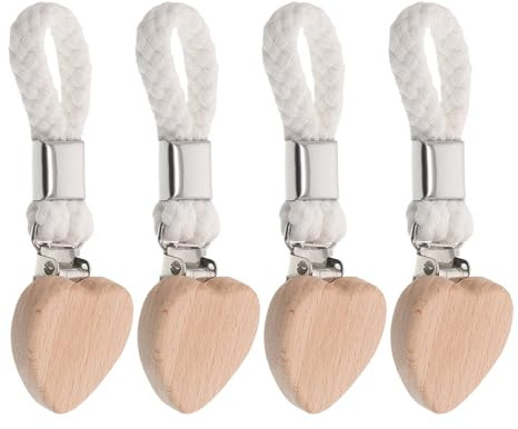 Veemoon Pinzas para Toallas de Baño 4 Unidades con Diseño de Corazón Clips Multiusos de Metal y Cuerda Trenzada para Sujetar Toallas de Mano y Paños de Cocina Hogar y Viaje