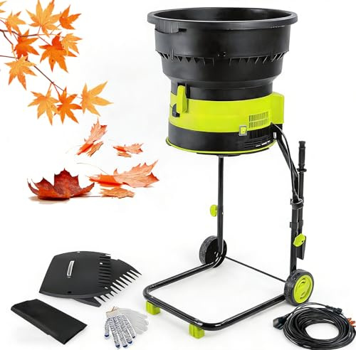 Naturalpowev Electric Leaf Mulcher Shredder Compact Corded Design with 2500W Motor at 8000RPM, 17:1 Ratio for Efficient Yard Waste Reduction | Bonus Rake Included 50m-Powercord