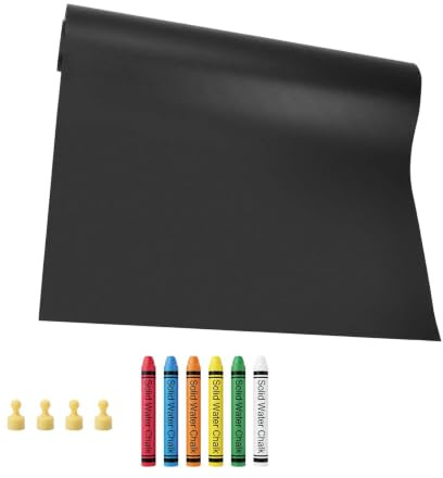 Film Magnétique, Tableau Noir Autocollant Magnétique, Ardoise Murale Effaçable avec 6 Craies Sans Poussière et 4 Aimants, Découpable pour Enfants, Maison, Bureau & École, 60 x 90 cm