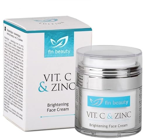Fin Beauty Vitamina C & Zinc Crema Facial Iluminadora 50 ml, Con Extracto de Hoja de Olivo, Zinc PCA y Pantenol, Hidratación, Luminosidad y Tono Uniforme Todo Tipo de Piel