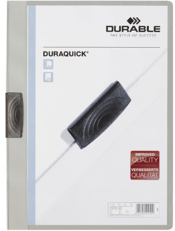 Durable 227010 Klemm-Mappe Duraquick (bis zu 20 Blatt A4) 20er Packung grau