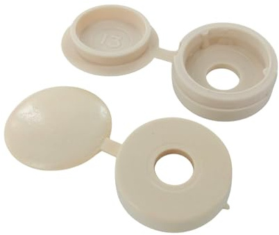 Merriway BH02228 (50 Pcs) Beige Hinged Screw Cup and Cover For No. 6 and No. 8 Screws - Pack of 50 Pieces