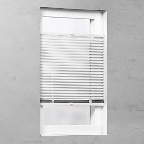 Unbekannt Aluminium Klemmfix Alu Jalousie Plissee Fenster Lamellen Rollo Weiß Montage ohne zu Bohren 45 cm breit x 130 cm hoch