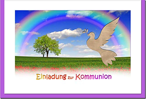 metALUm Einladungskarten KOMMUNION | Regenbogen | 10 Karten | 1601016