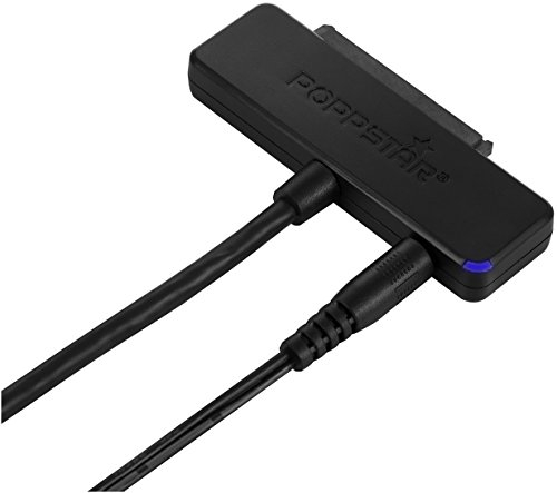 Poppstar Festplatten-Adapter (USB 3.1 Gen 1 Typ A) Sata USB Kabel mit Netzteil für Externe Festplatten (SSD, HDD, 2,5 u. 3,5 Zoll) an PC Notebook, UASP Support, bis zu 10 Gb/s, Kabellänge 1m