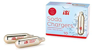 iSi Soda System Chargers - CO2 Cartridges for Sodamaker Classic, Soda Siphon & Twist’n Sparkle Virtuoso. - 10 Pack, 8.4g Gas Canisters for Sparkling Water, Soda Water & Beverage Creations