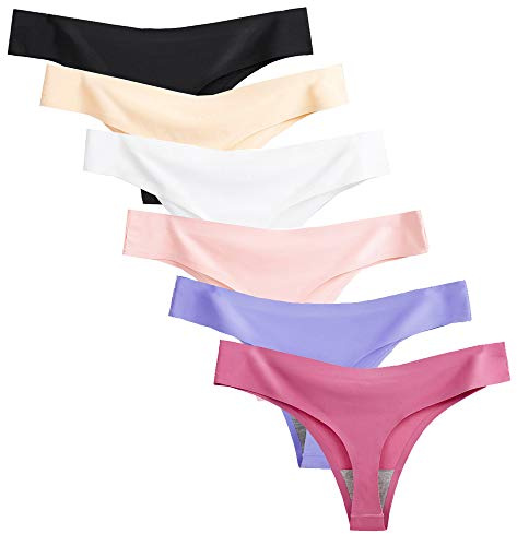 Nightease dam string tangas sömlös issilke mjuka underkläder 6-pack, Stil1, L