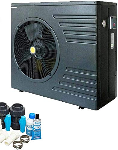 well2wellness Pompa di calore per piscina ON/OFF Mida.Black 8 – Riscaldamento per piscina con una capacità di riscaldamento fino a 7,6 kW Plus Bypass Set Basic + copertura