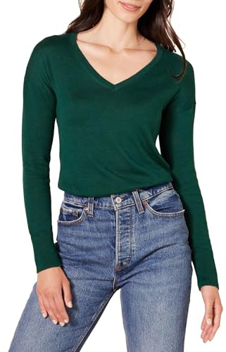 Amazon Essentials Mujer Jersey Túnica Ligero de Manga Larga Cuello en V Corte Normal Mujer (Disponibles en Tallas Grandes)