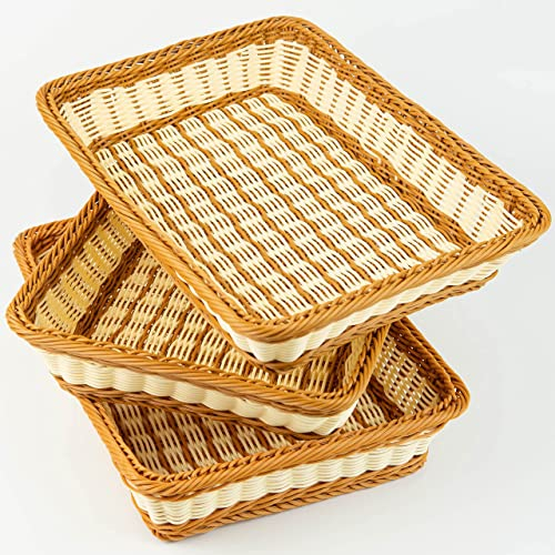 3 Confezioni Cestini Per Il Pane Da 15,7 Pollici Per Servire, Cestini Rettangolari Per La Conservazione, Cestini Di Vimini