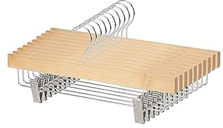 Amazon Basics Holzkleiderbügel mit Klammern, 35.99 x 1.19 x 16 cm, Natürlich, 10er-Pack