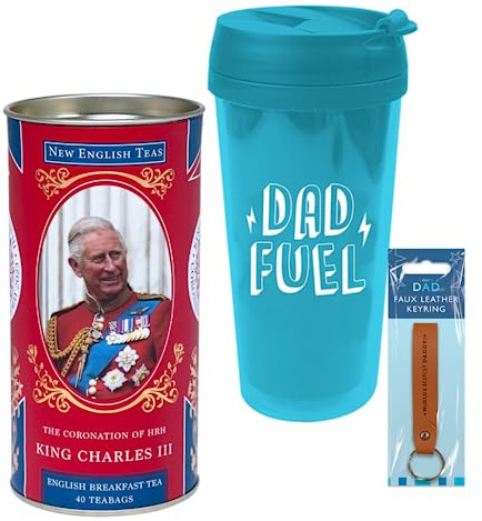 Boîte à chocolat avec sélection de thé, biscuit Baileys chocolat rongé et tasse de voyage thermique pour homme