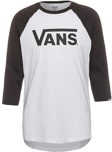 Vans Herren Classic Raglan T-Shirt, Weiß-Schwarz, XL