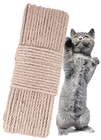 Natural Sisal Seil,10/30/50M Sisalseil für Kratzbaum,Mehrweg Sisalseil Kratzbaum Ersatz für Katzen Kratzseil Kratzbaum Garten DIY Deko,Katzenschleifklauenspielzeug,Ersatz Sisal Seil 4mm (50M)