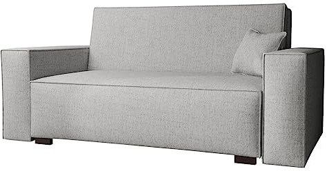 Mirjan24 Sofa Viva Duo III mit Schlaffunktion, 3 Sitzer Polstersofa mit Bettkasten inkl. Kissen, Schlafsofa, Bettsofa, Sofagarnitur, Farbauswahl, Wohnlandschaft (Neve 80)
