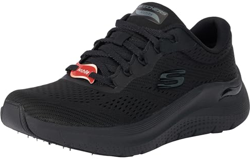 Skechers Arch Fit 2.0-Big League, Sneaker Basse Donna, Black Mesh/Gunmetal Trim, 41 EU