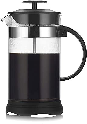 Cafetière à piston en acier inoxydable transparent à double paroi pas facile à endommager Presse à café à filtre Cafetière à piston à piston facile à nettoyer et à utiliser (Couleur : Noir, Taille :