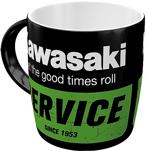 Nostalgic-Art Tasse à café rétro, 330 ml, Kawasaki – Service – Idée de cadeau pour motards, mug en céramique, design vintage