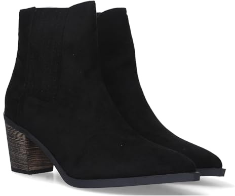 shoes&blues.es 77060-Botin de Tacon para Mujer, Comodos, con Material Elastico y Cierre de Cremallera.. Talla 40 Negro