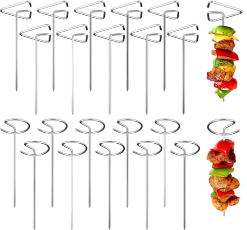 Pique Brochette Pique a Brochette Pic Brochette Inox Pic a Brochette Brochettes pour Barbecue Brochette Barbecue Réutilisables pour Barbecue Viande Légumes les Fêtes le Jardin(20 Pièces - 10cm)