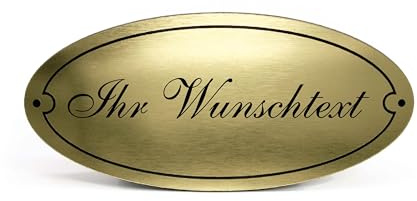 Dekolando Beschriftung Schild personalisiert Wunschtext oval Türschild Gold graviert selbstklebend Kunststoff wetterfest (Gold)