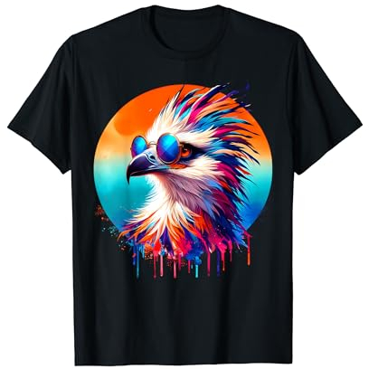 Coole Batik-Sekretär-Sonnenbrille Vogel Illustration Kunst T-Shirt