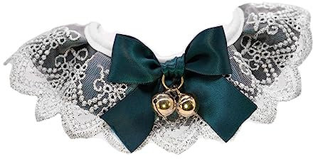CIYODO Halsband Für Welpen Aus Spitze Verstellbar Für Haustiere Mit Glocke Für Geburtstagsfeiern Und Partys Katzenhalsband Aus Attraktives Halstuch
