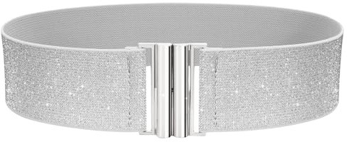 VONMELLI Ampia cintura elastica per donna – Cintura elastica trimmer in vita retrò da donna, argento, XL