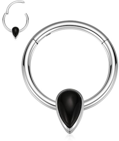 hengkaixuan 16G Septumschmuck mit Achat Septum Nasenring Daith Ohrring Chirurgenstahl Scharnier Segment Clicker Ring Conch Knorpel Helix Tragus Rook Piercing Schmuck für Frauen