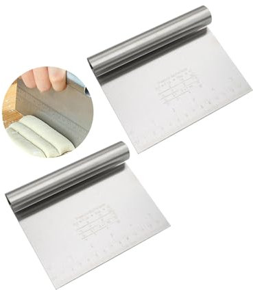 HZAOPZE 2 pcs Taglia Impasto Con Scala Graduata In Acciaio Inox, Raschietto Per Pasta,tarocco Per Impasti Multiuso,Spatola/tagliapasta Per Torte, Pizza, Torte, Dough, Utensili Da Forno (15 * 12cm)