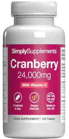 Cranberry Tablets 24,000mg | with Added Vitamin C | Supports Immune System & Collagen Formation | Vegan & Vegetarian Friendly | 120 Tablets = 2 Months’ Supply | Manufactured in The UK